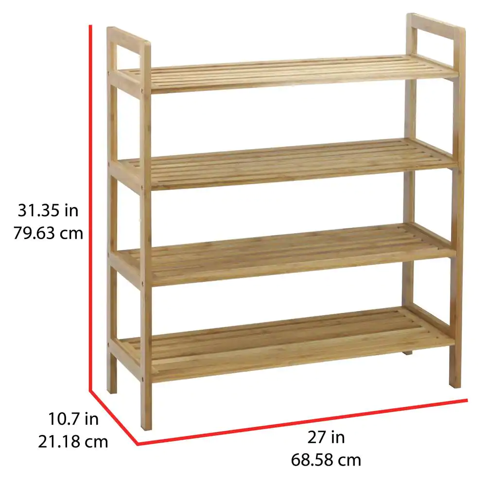 Oceanstar 31.35 in. H 16-Pair 4-Tier Wood Bamboo Shoe Rack