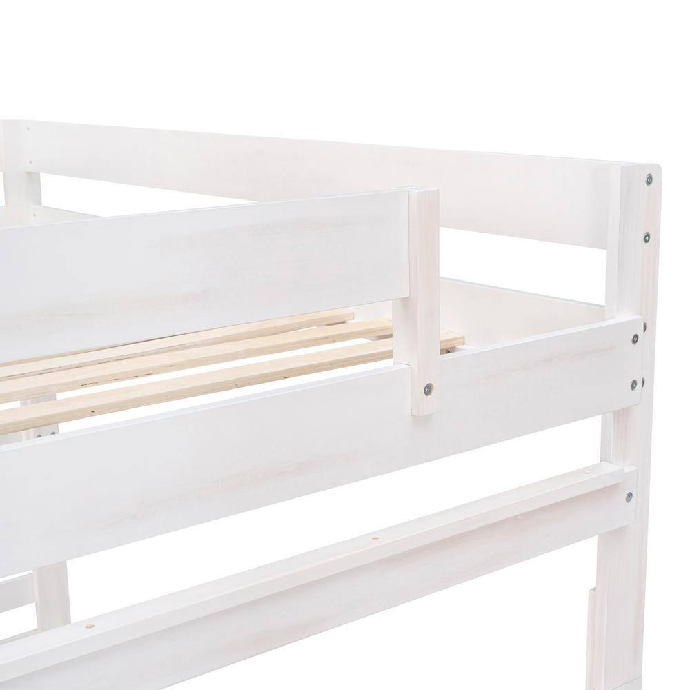Harper & Bright Designs White Full Over Full Wood Bunk Bed with 2-Drawers