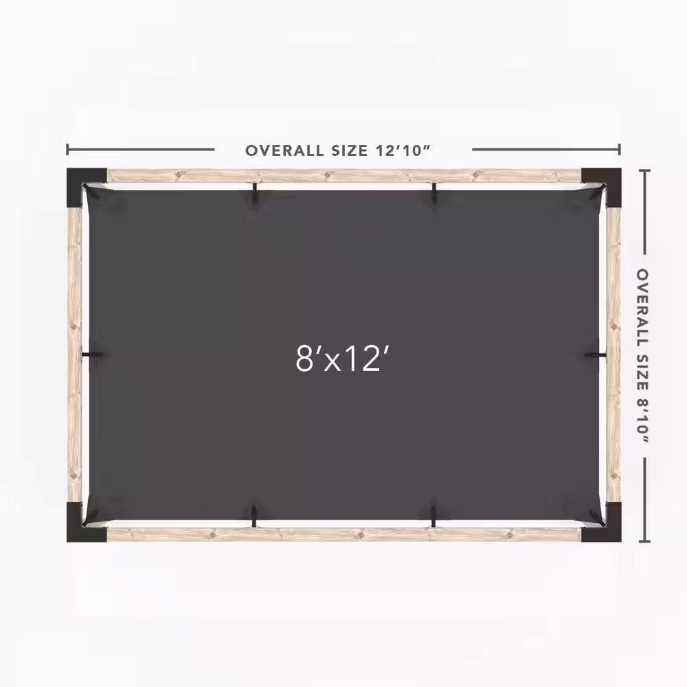TOJA GRID 8 ft. L x 12 ft. W Pergola Kit with Denim Shade Sail, 4x4 Wood