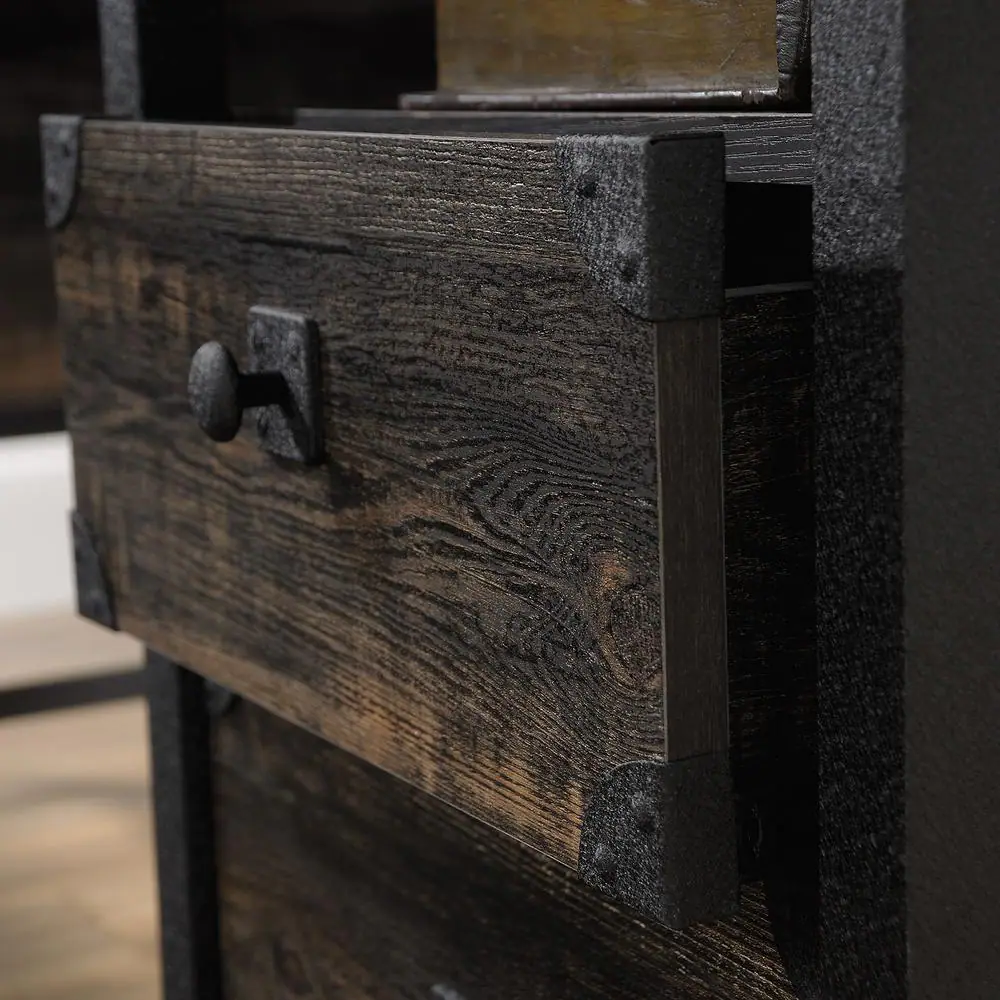 SAUDER Steel River Carbon Oak L-Shaped Desk