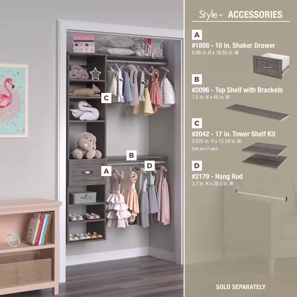 ClosetMaid Style+ 17 in. W Coastal Teak Hanging Wood Closet Tower