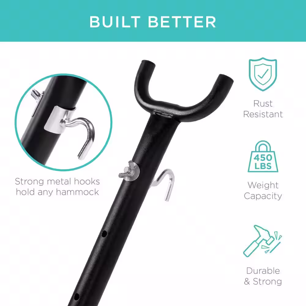 Best Choice Products 9.5 ft. Metal Hammock Stand in Black