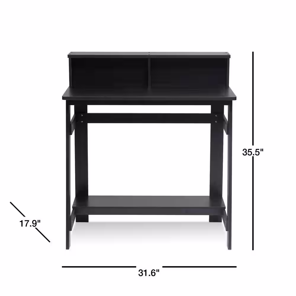 Furinno 32 in. Rectangular Espresso Computer Desk with Hutch