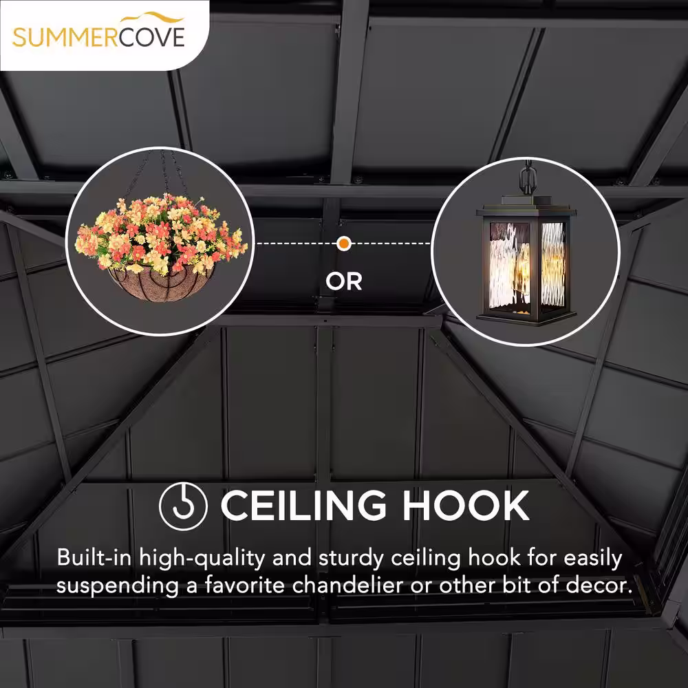 Sunjoy SummerCove Roberts 13 ft. x 15 ft. Black 2-Tier Hardtop Gazebo