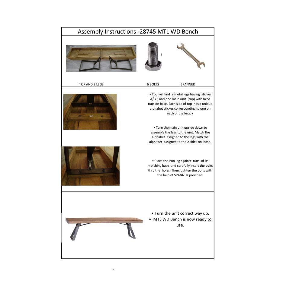 Litton Lane Light Brown Bench 18 in. X 63 in. X 16 in.