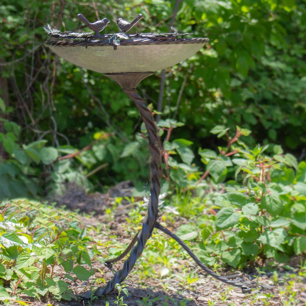 Zaer Ltd. 33 Inch Tall Round Galvanized Iron Birdbath