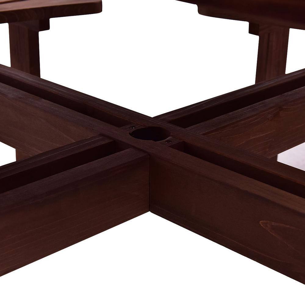 Boyel Living 8-Seat Wood Patio Picnic Dining Seat Bench Set