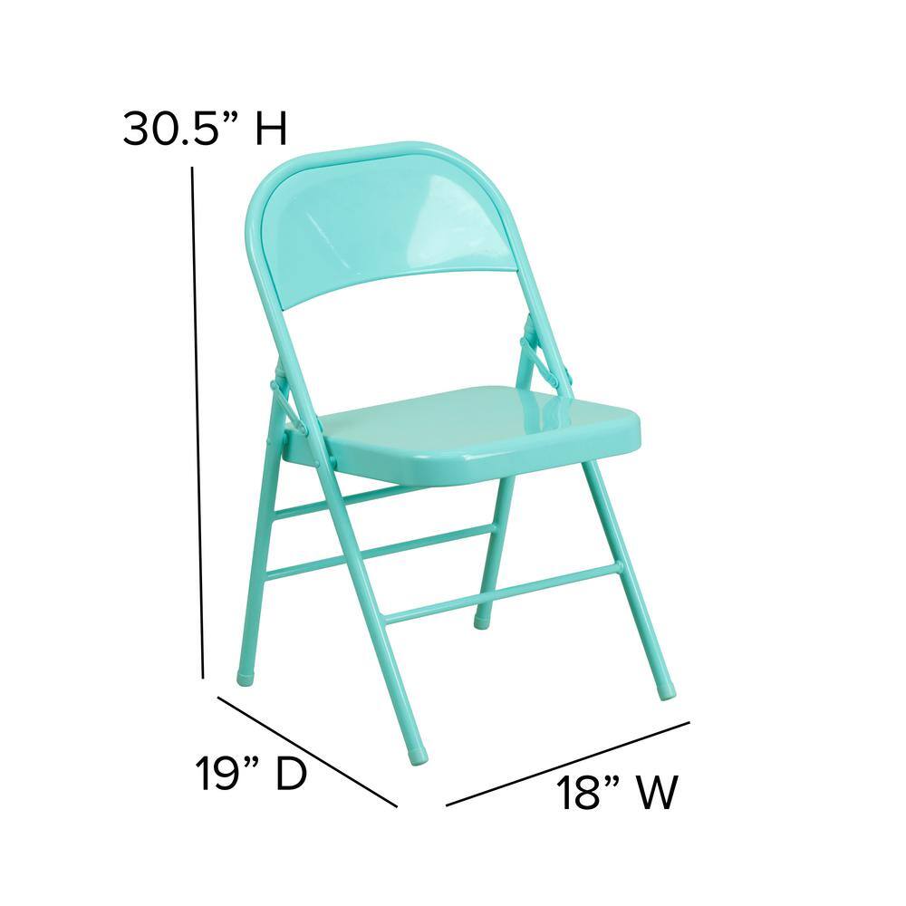 Carnegy Avenue Tantalizing Teal Metal Folding Chair (2-Pack)