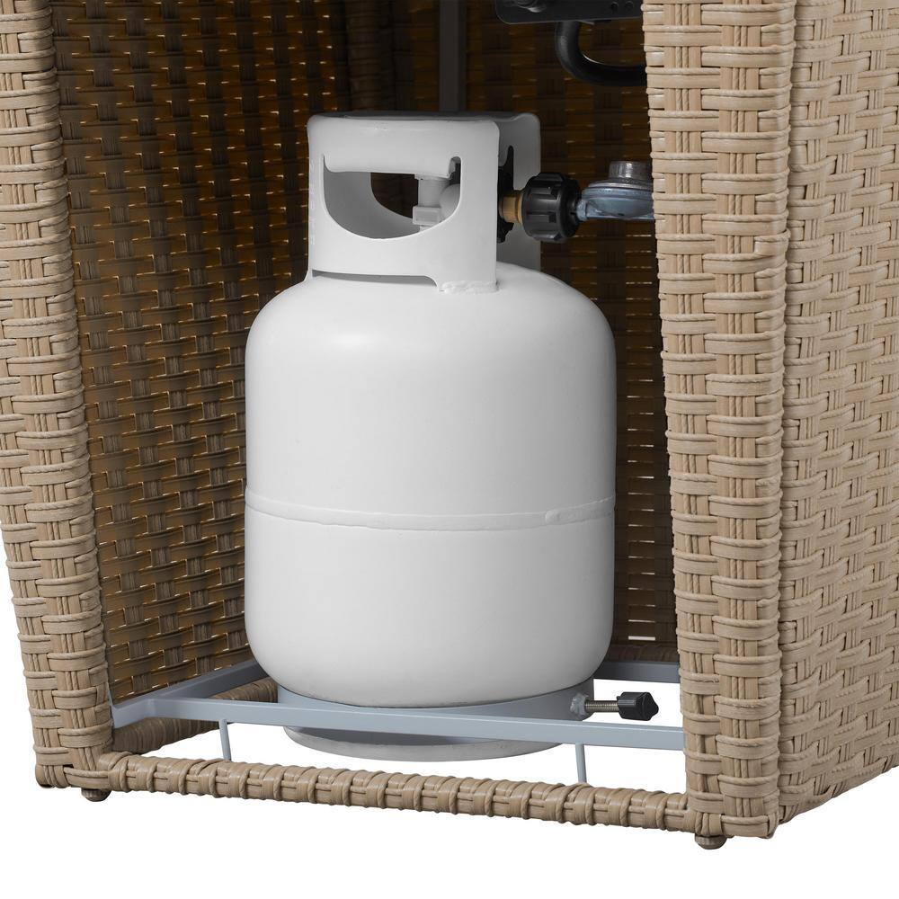 Hampton Bay Haymont 29.92 in. x 25 in. Square Steel Propane Gas Gray Fire Pit