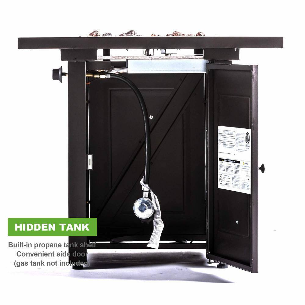 None 28 in. 50000 BTU Propane Fire Pit Table (Brown)