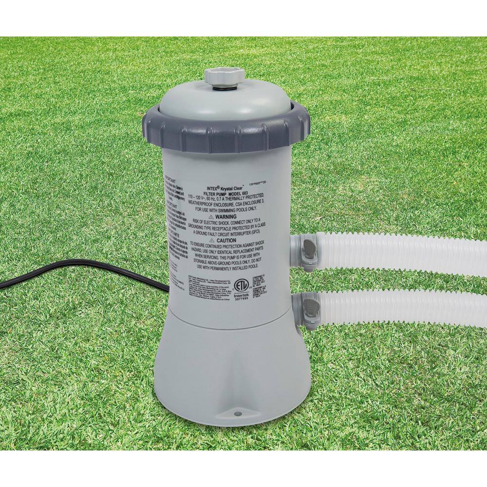 Intex 12 ft. Round 30 in. D Metal Frame Above Ground Swimming Pool Set and Pump