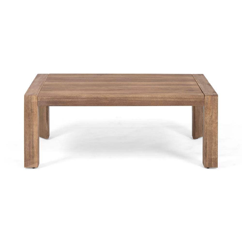 Noble House Genser Brown 2-Piece Wooden Patio Conversation Set with Beige Cushions