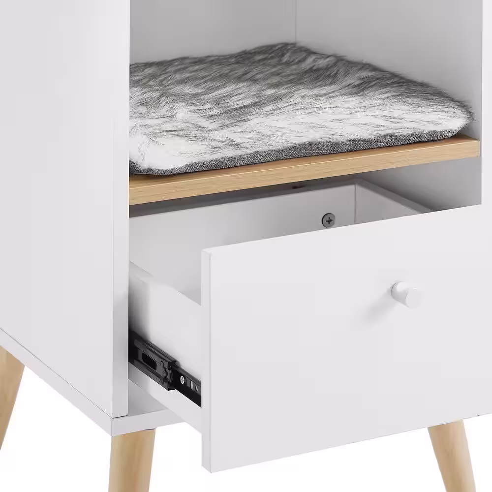 Sam's Pets Becky 28 in. White Single Rest Cat Tree With Drawer