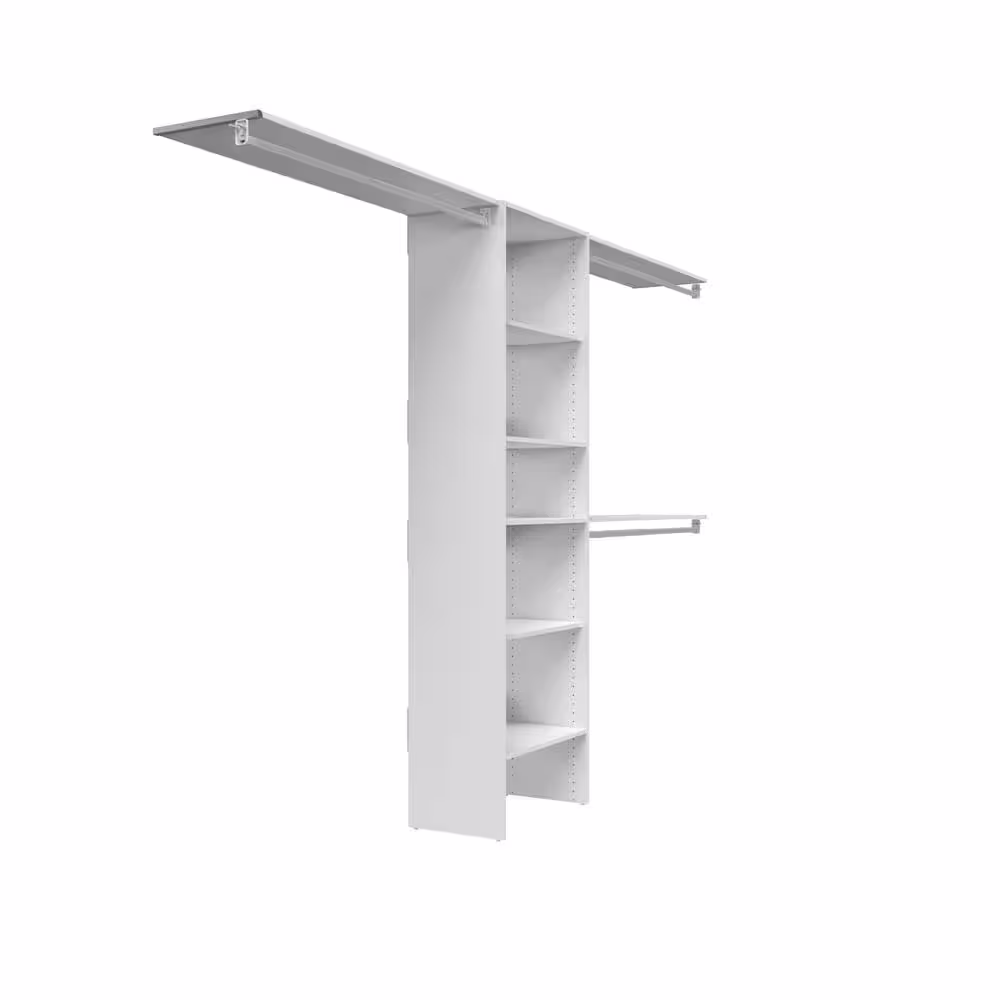 ClosetMaid Selectives 85 in. W x 121 in. W White Basic Standard Wood Closet System Kit with Top Shelves