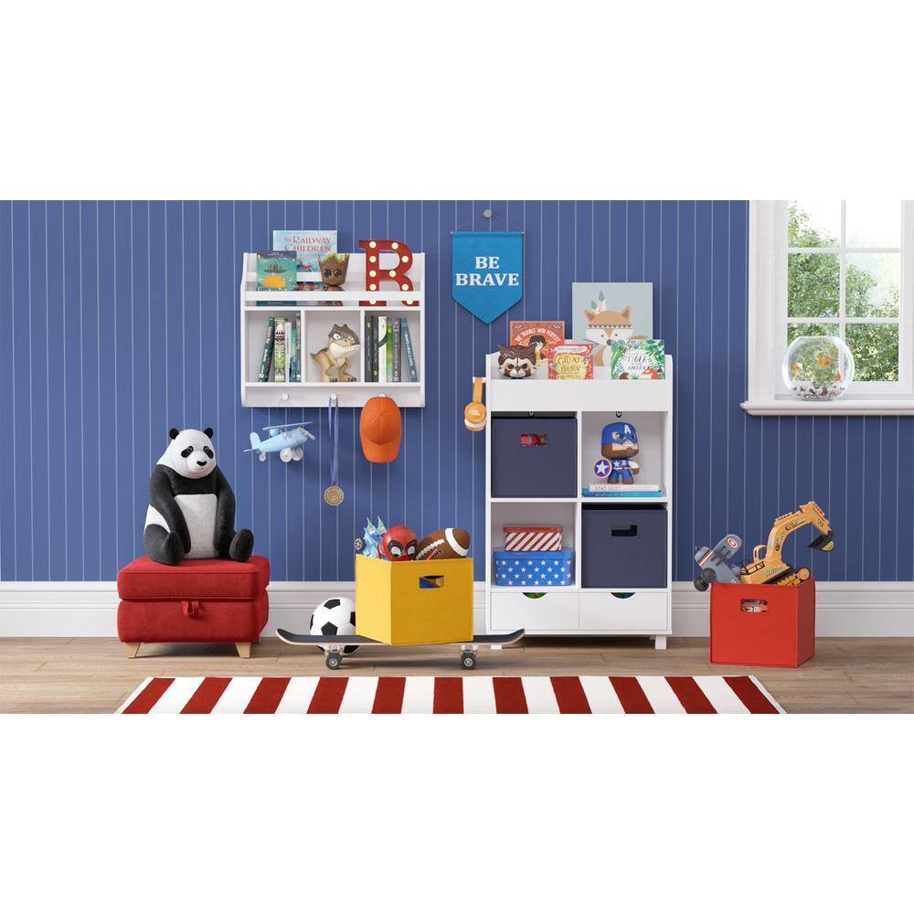 RiverRidge Home Kids White Wall Shelf with Cubbies and Bookrack