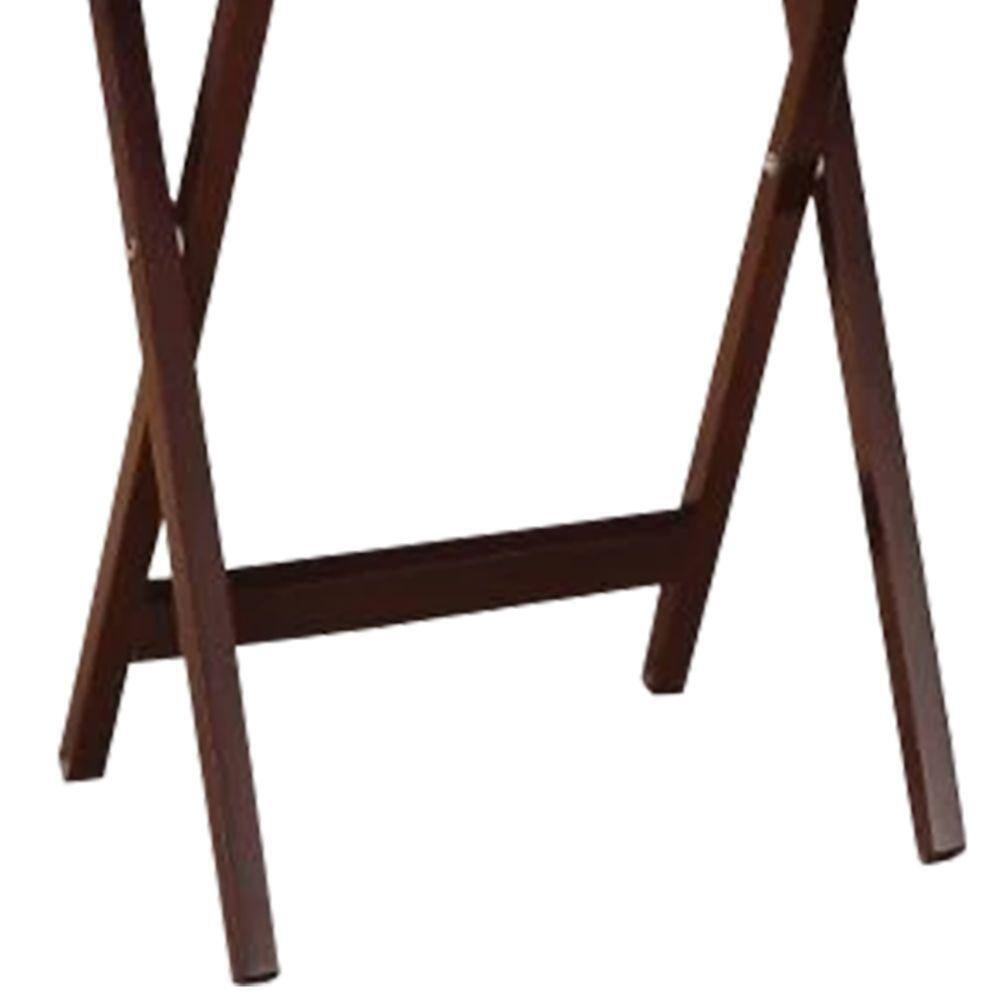 Benjara 14.75 in. W Brown 5-Piece Rectangular Wooden Tray Folding Table Set