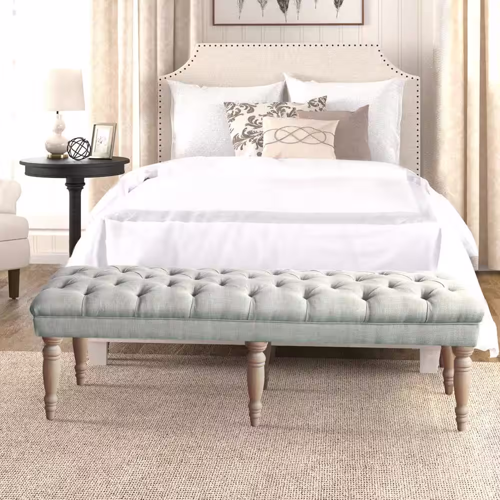 Homepop Gray Layla Tufted Bench