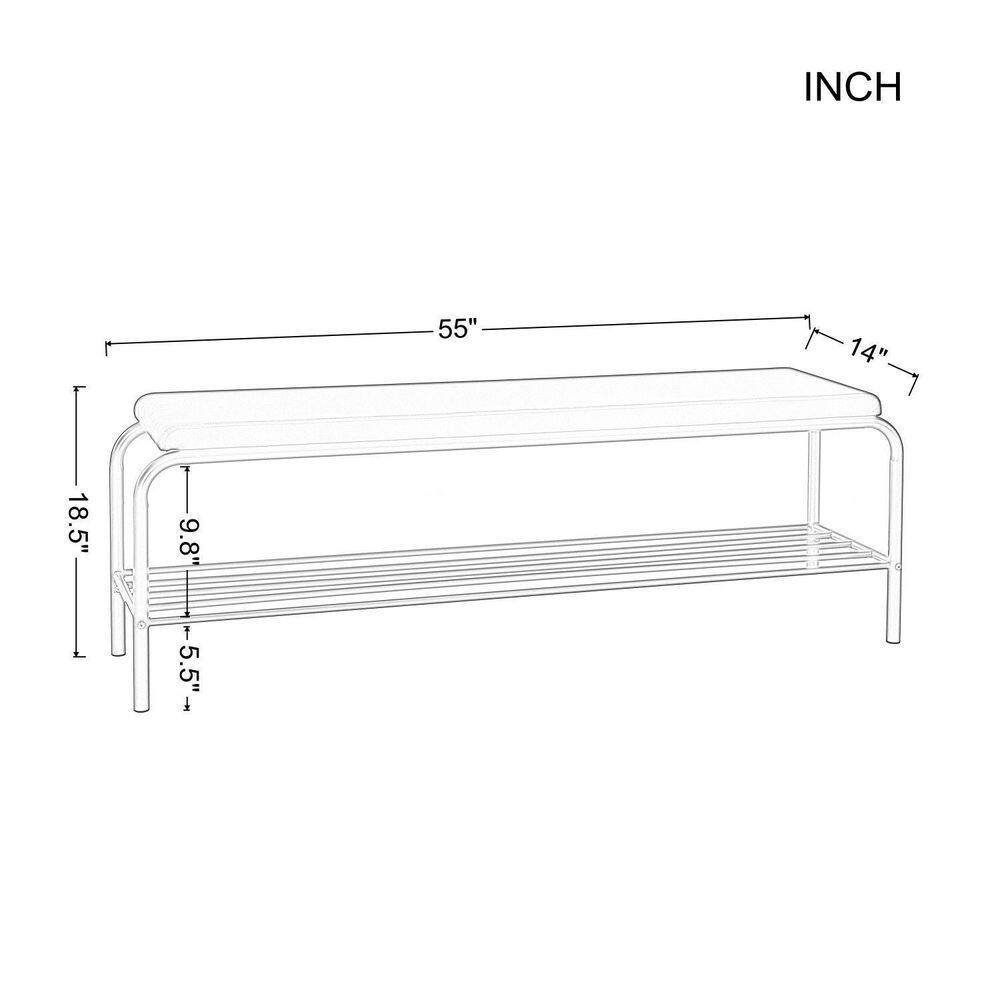 None 17.72 in. H x 55.12 in. W Pink Metal Shoe Storage Bench with Velvet Upholstered