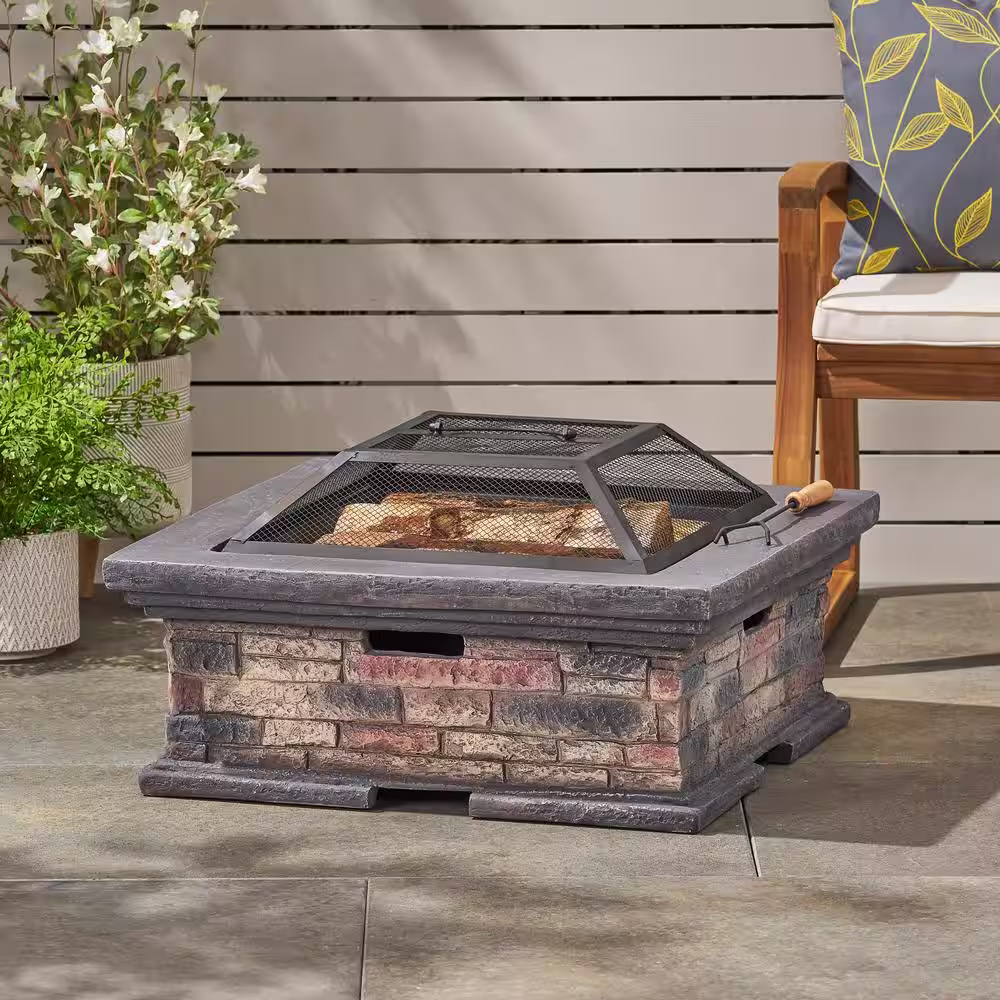 Noble House Ehlen 29 in. Stone Wood Burning Fire Pit