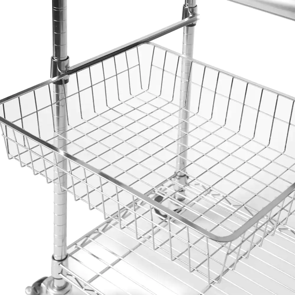 Seville Classics Stainless Steel Kitchen Cart with Basket