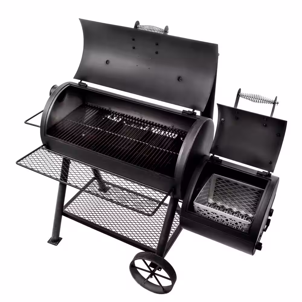 OKLAHOMA JOE'S Highland Reverse Flow Offset Charcoal Smoker and Grill in Black with 900 sq. in. Cooking Space