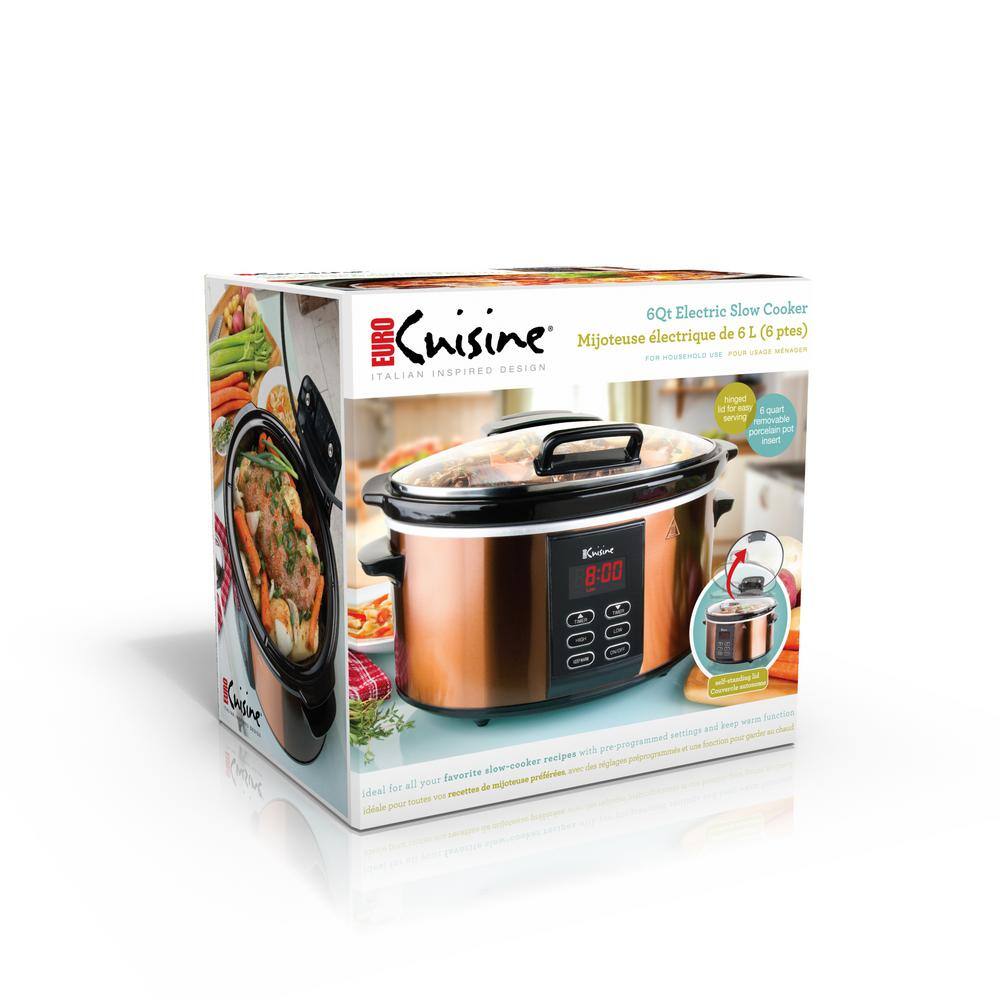 Euro Cuisine 6 Qt. Copper Electric Digital Slow Cooker