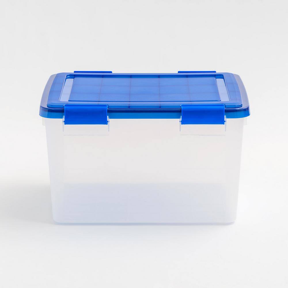 IRIS 11.5 Gal. WeatherPro Clear Plastic Storage Box with Blue Lid (4-Pack)