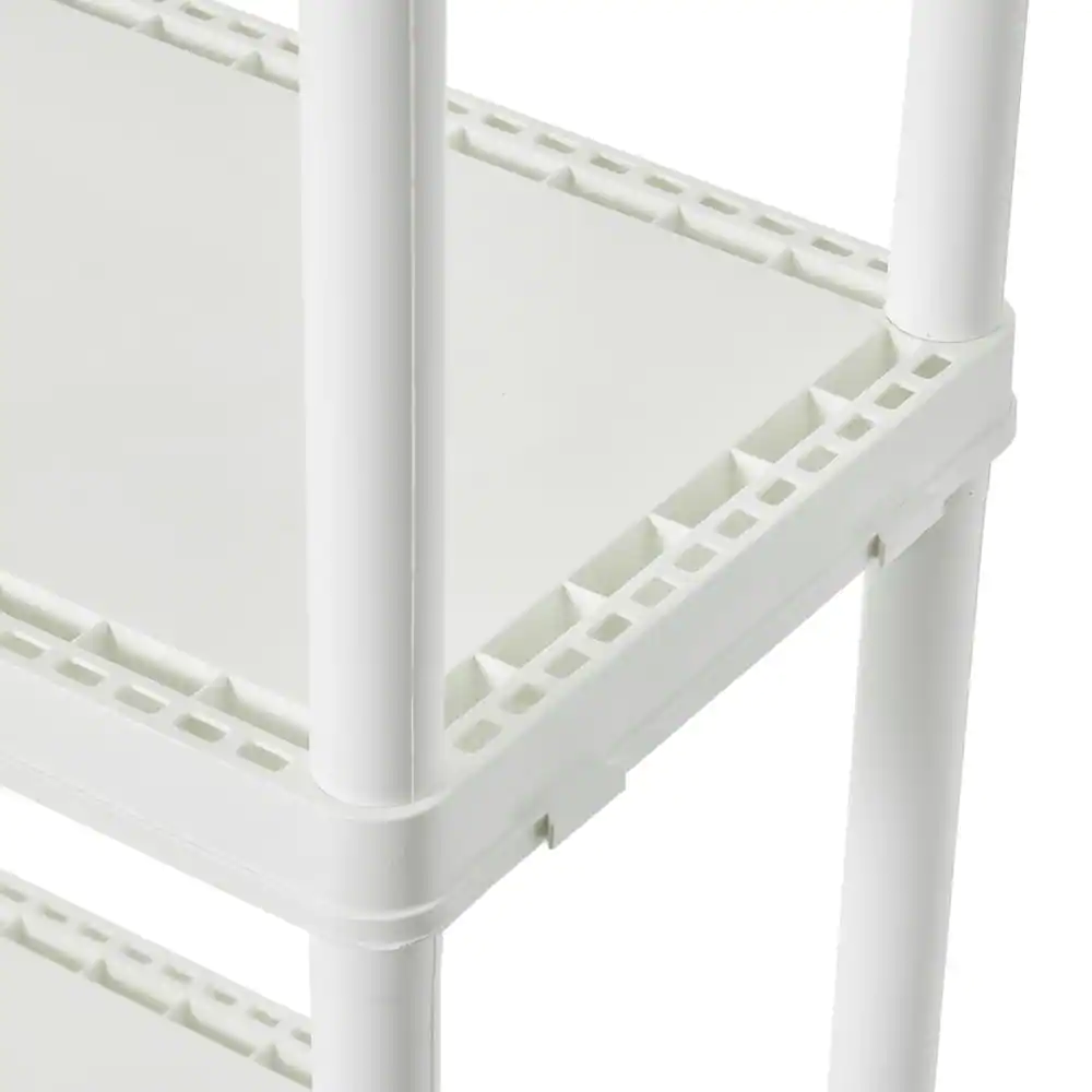GRACIOUS LIVING White Solid Plastic Easily Assembled Light Duty Shelving Unit 24 in. L x 12 in. W x 48 in. H