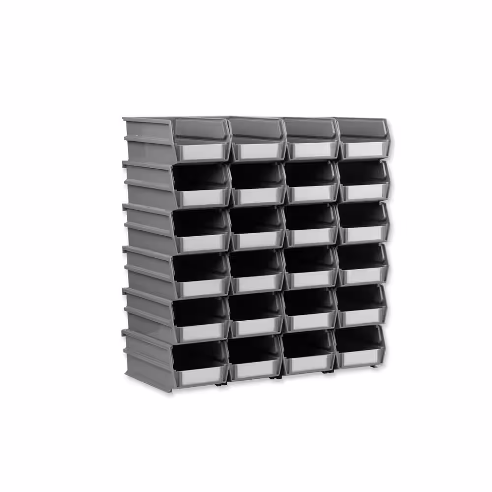 Triton Products LocBin 0.3-Gal. Stacking Hanging Interlocking Polypropylene Storage Bin in Gray