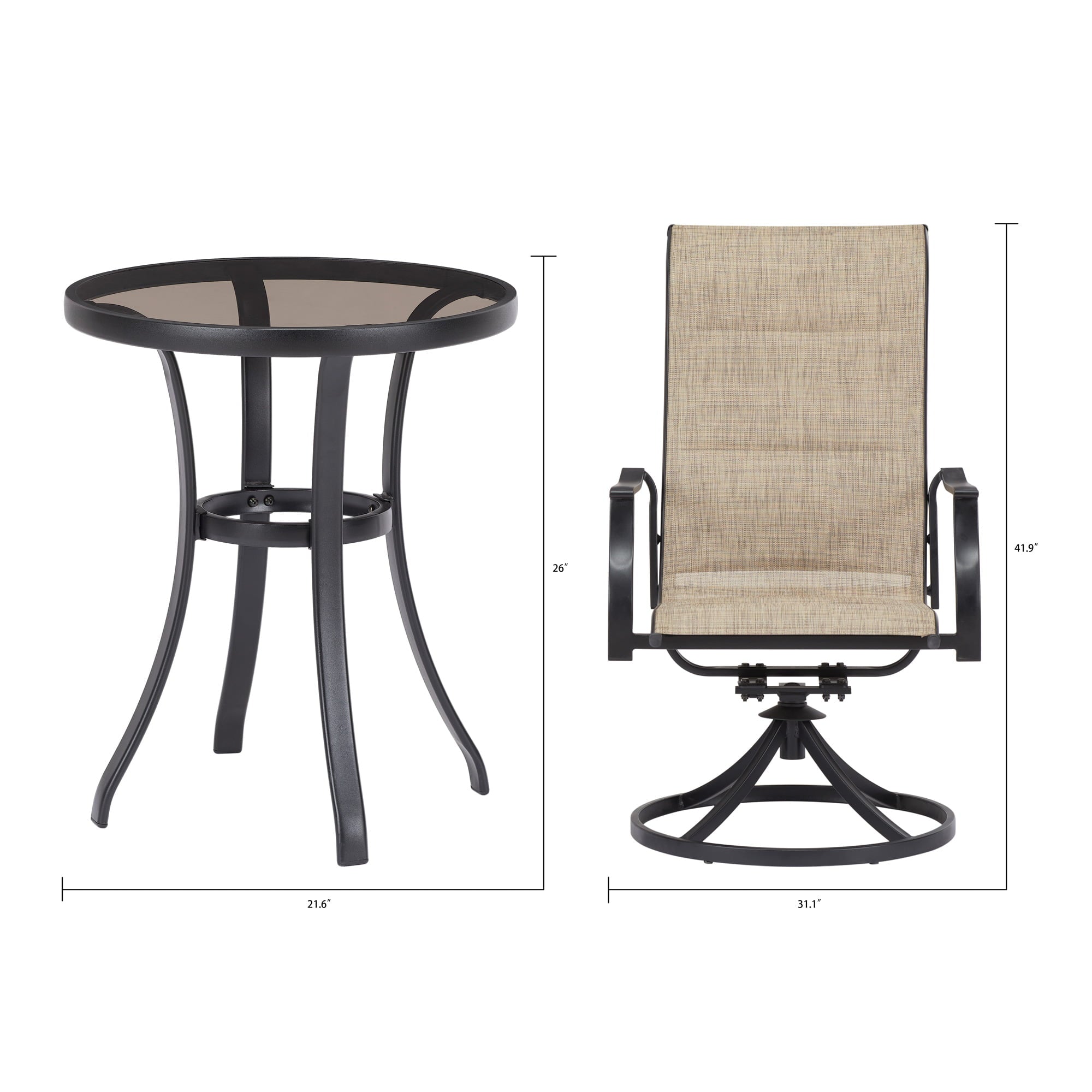 Mainstays Highland Knolls 3 Piece Outdoor Patio Bistro Set