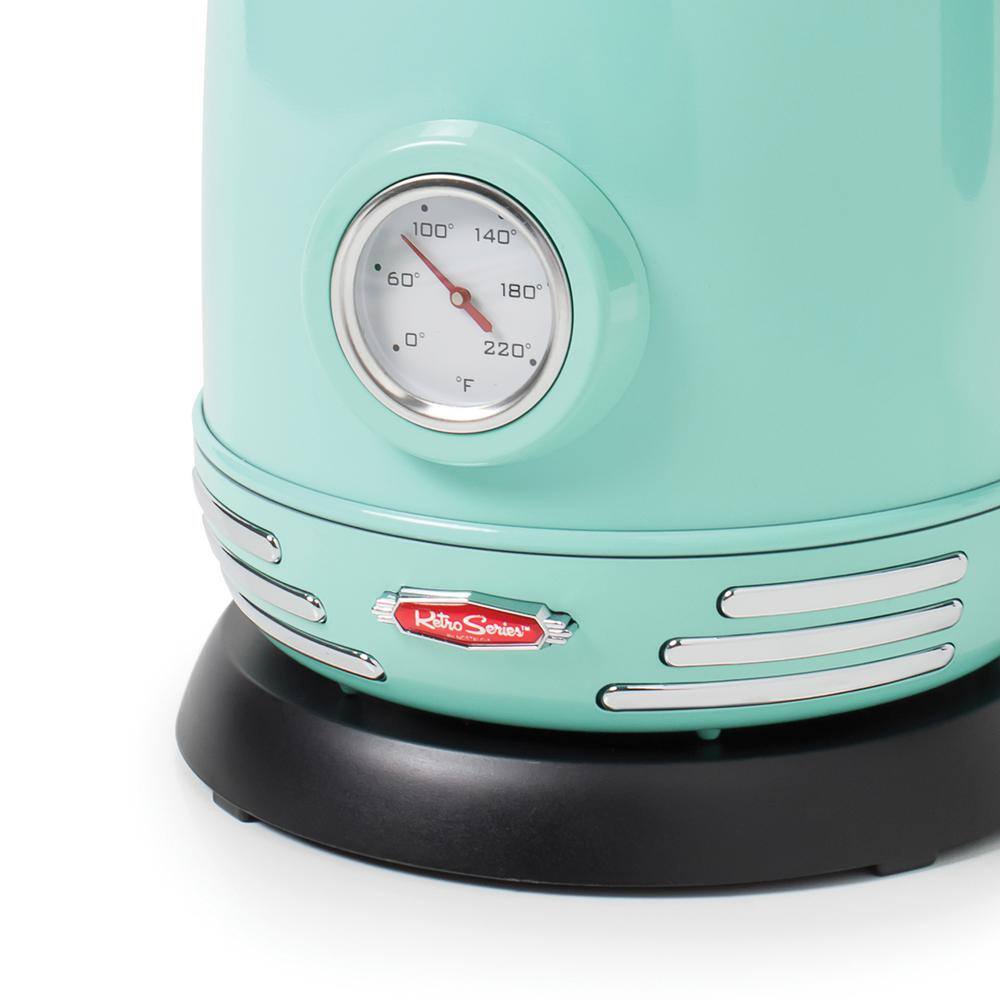 Nostalgia Aqua Retro 1500 W 1.7-Liter Stainless Steel Electric Water Kettle with Strix Thermostat