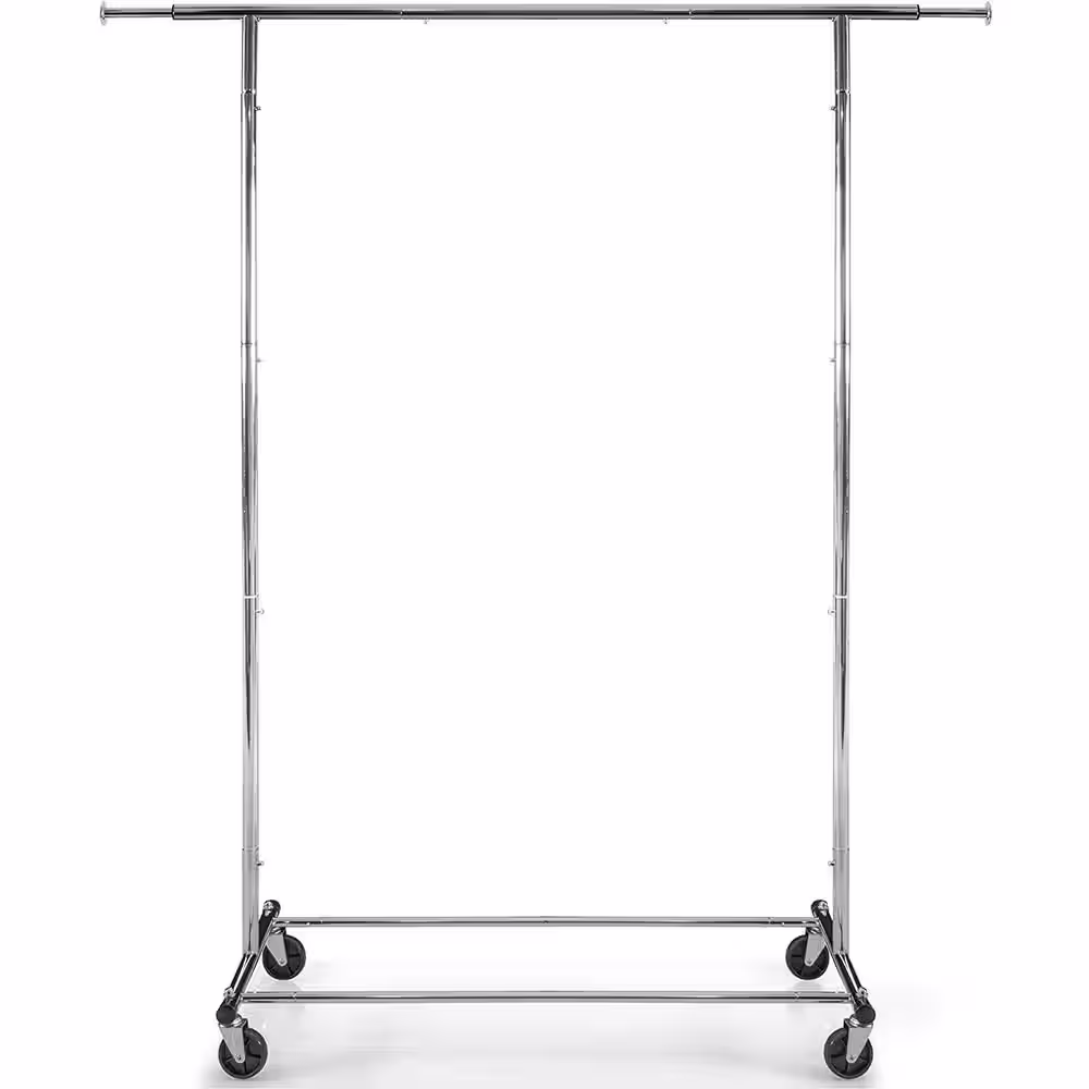 None Chrome Metal Clothes Rack 60 in. W x 62 in. H