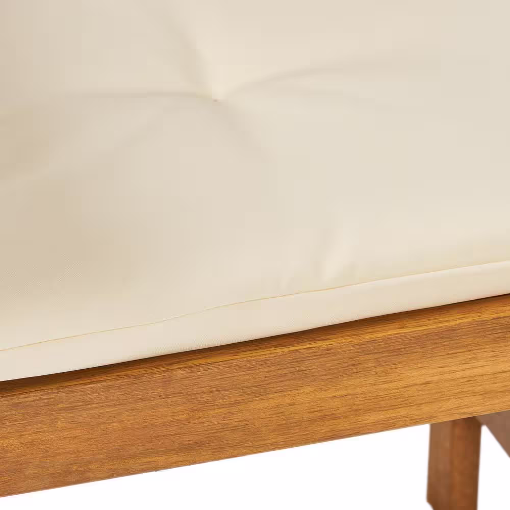 Noble House Cala Cream and Honey Oak 2-Piece Meranti Patio Deep Seating Set with Cream Cushions