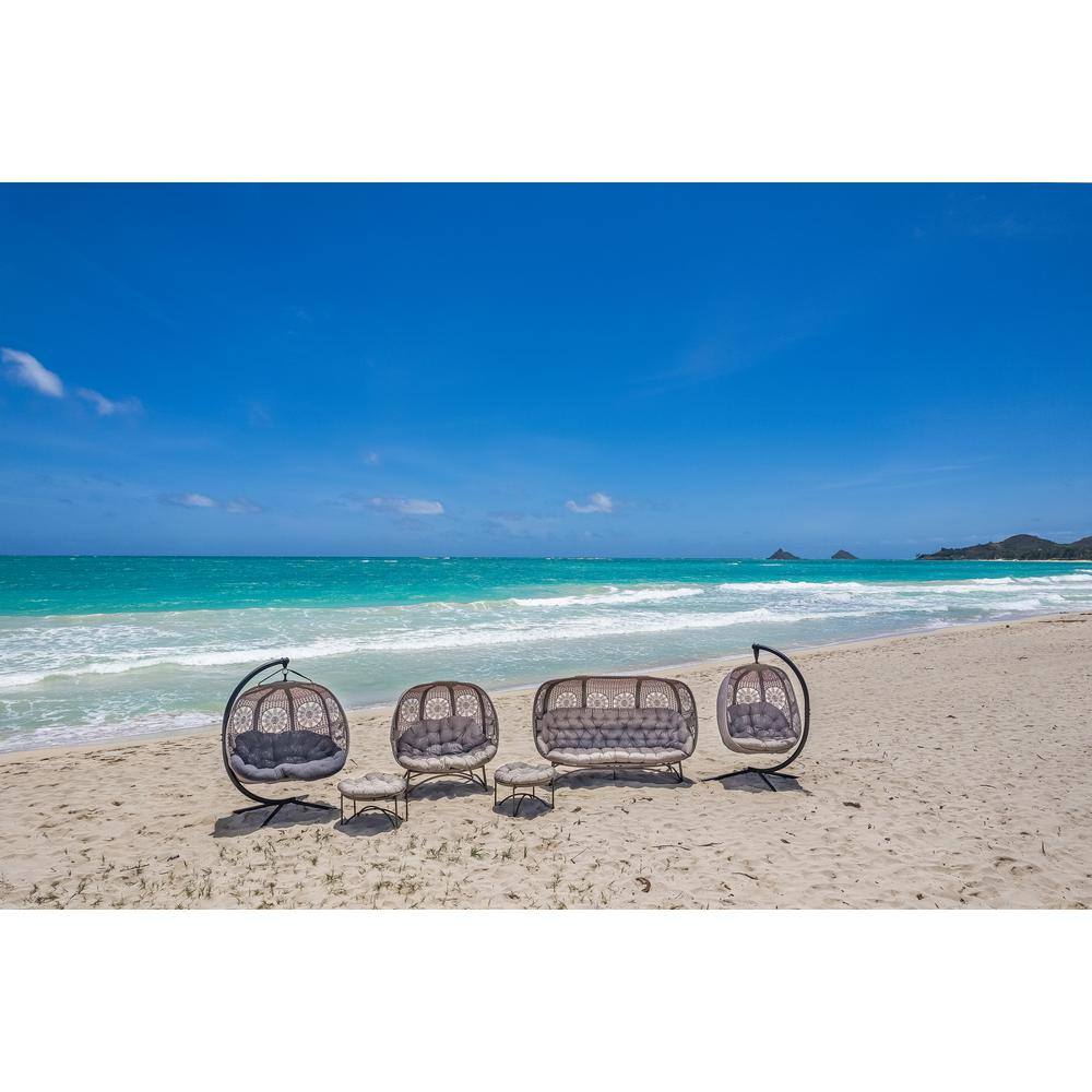 FlowerHouse Oasis 6-Piece Dreamcatcher Metal Patio Conversation Set with Sand Cushions