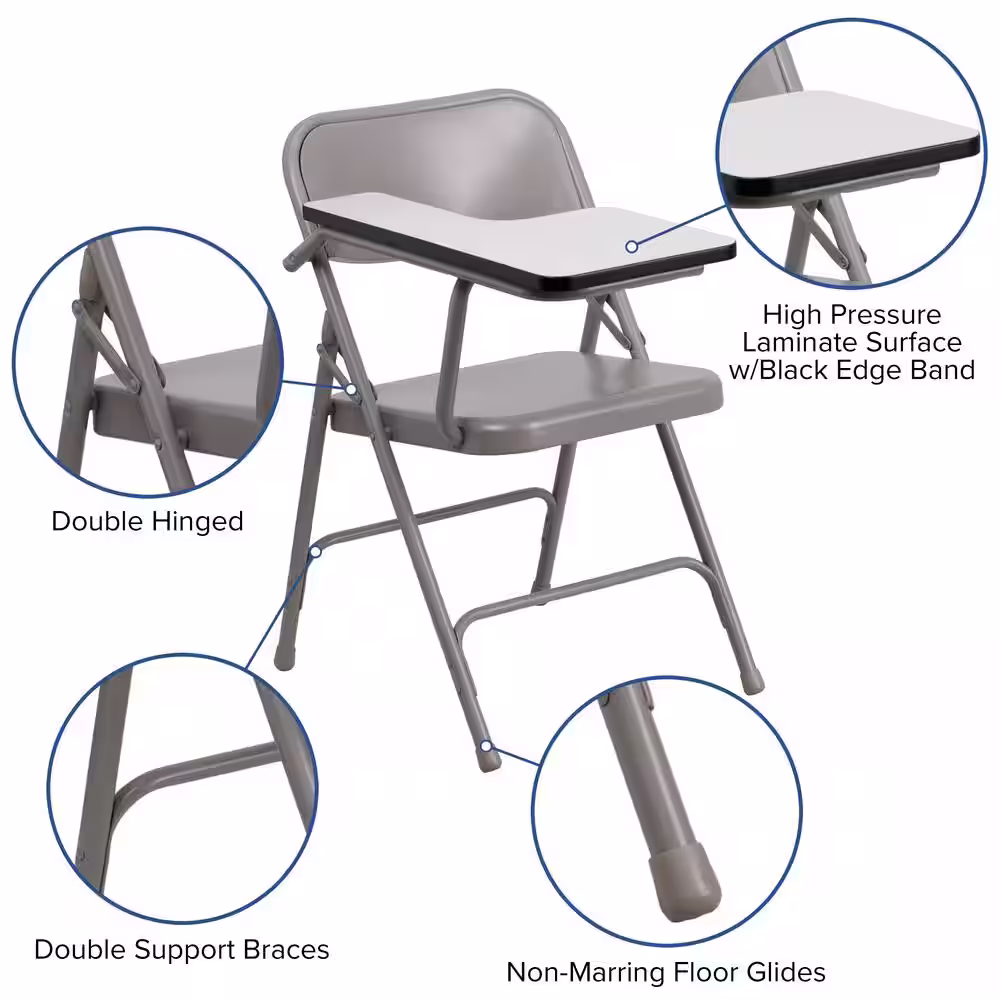 Carnegy Avenue Beige Steel Right Arm Folding Chair