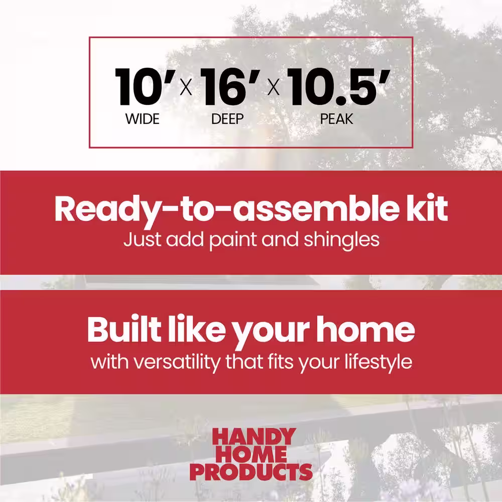 Handy Home Products Do-it Yourself Scarsdale 10 ft. W x 16 ft. D Multi-purpose Wood Shed With Floor (160 sq. ft.)