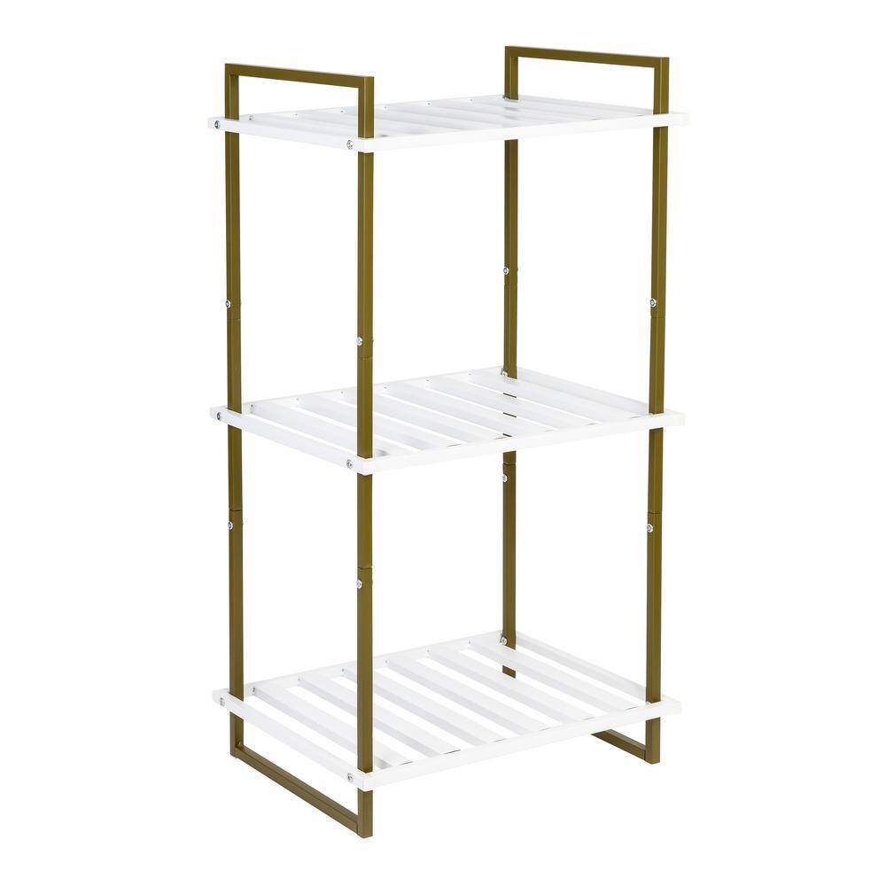 Honey-Can-Do White 3-Tier Tubular Steel Shelving Unit (20 in. W x 37.5 in. H x 15 in. D)