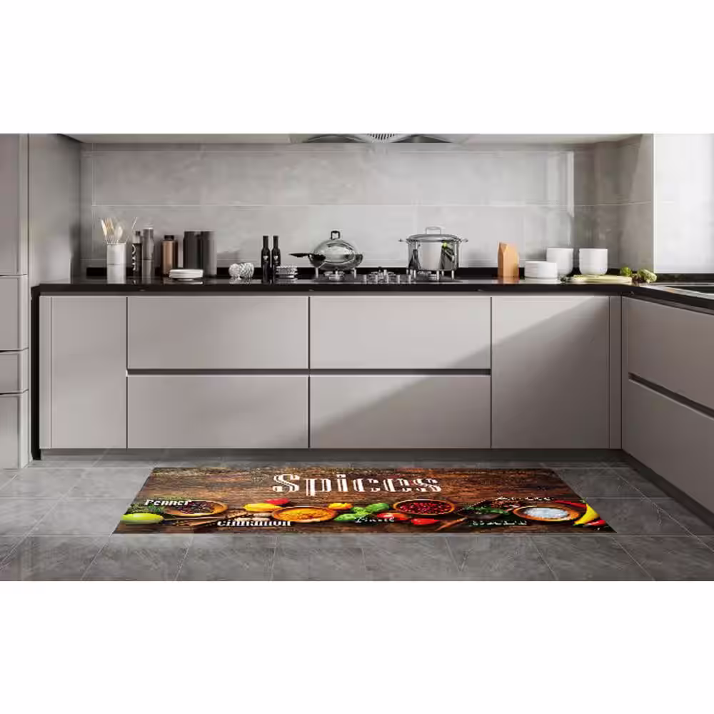 J&V TEXTILES Spices 19.6 in. x 55 in. Anti-Fatigue Kitchen Runner Rug Mat