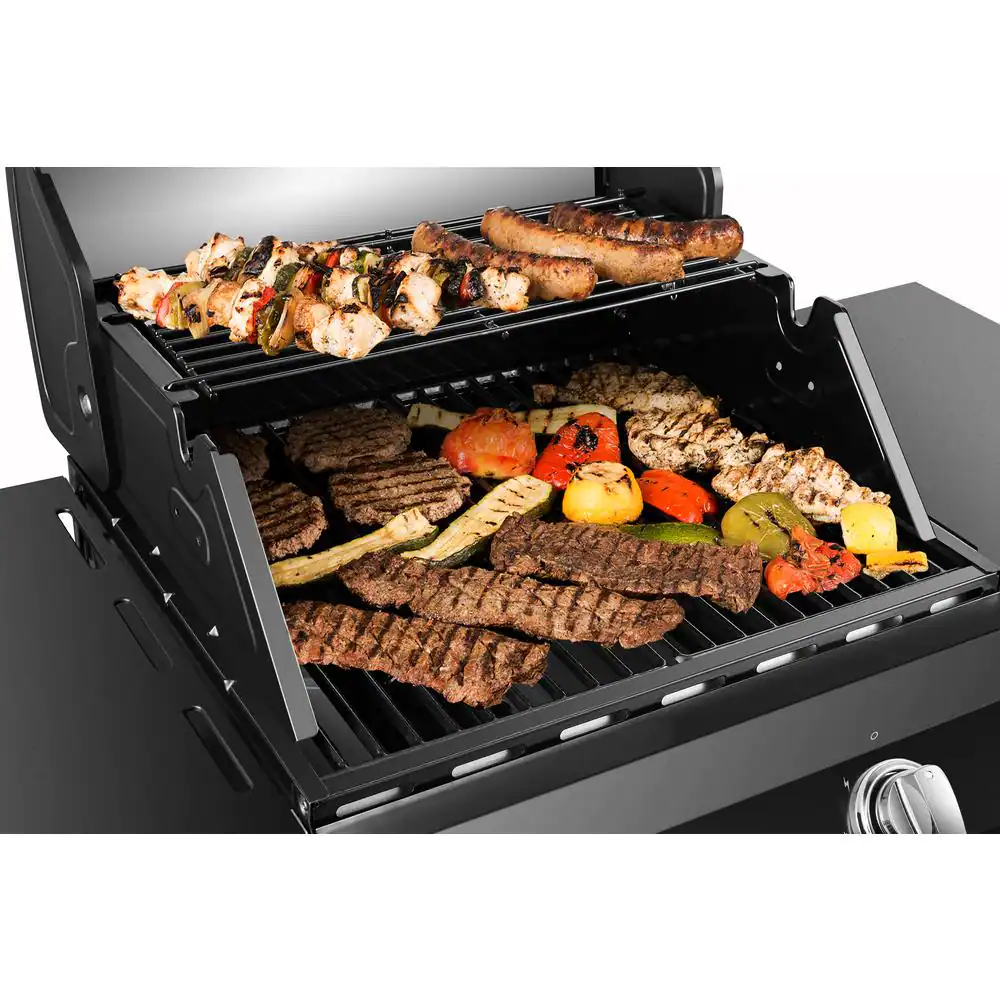 Dyna-Glo Premier 2-Burner Propane Gas Grill with Folding Side Tables in Black