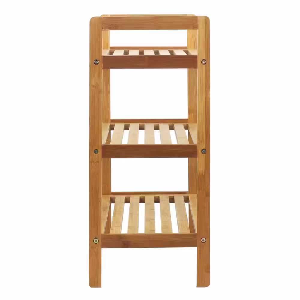 Oceanstar 23.5 in. H 12-Pair 3-Tier Brown Bamboo Shoe Rack