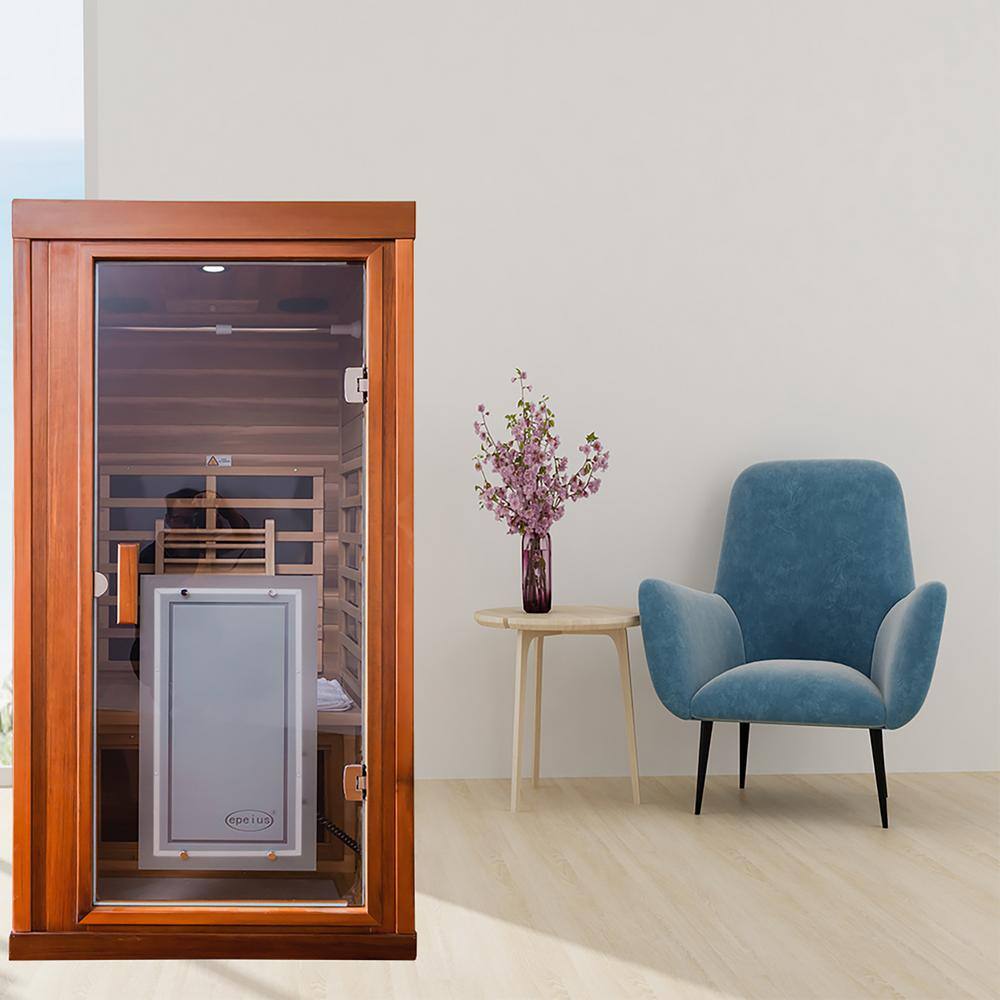 Whatseaso One-Person red cedar far infrared Sauna room 50HZ/120V with Bluetooth audio system