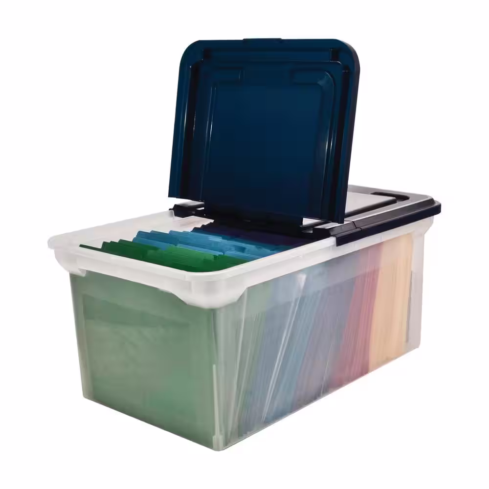 Advantus 15 Gal. 23 in. Storage Bin with Lid in Clear