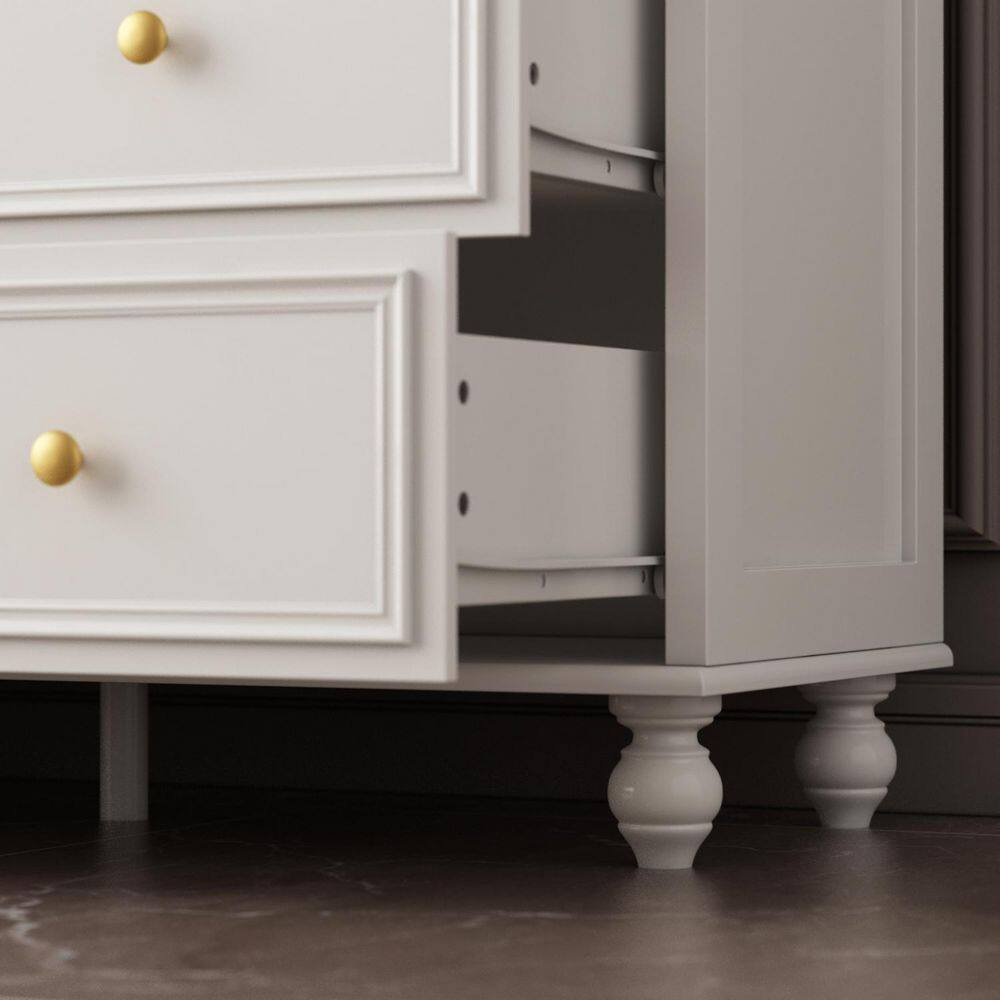 None 9-Drawer White Wooden Chest of Drawers, Modern European Style (63 in. W x 31.5 in. H x 15.7 in. D)