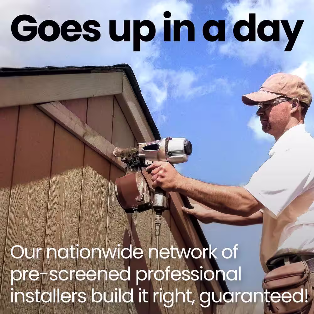 Handy Home Products Professionally Installed All Weather High Wind 145 10 ft. W x 10 ft. Wood Shed with Autumn Brown Shingles (100 sq. ft.)