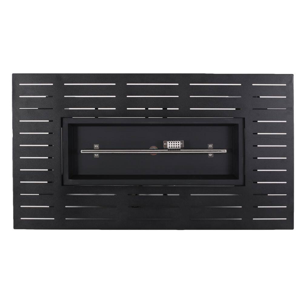 Noble House Haraldson Black Rectangular Metal Fire Pit