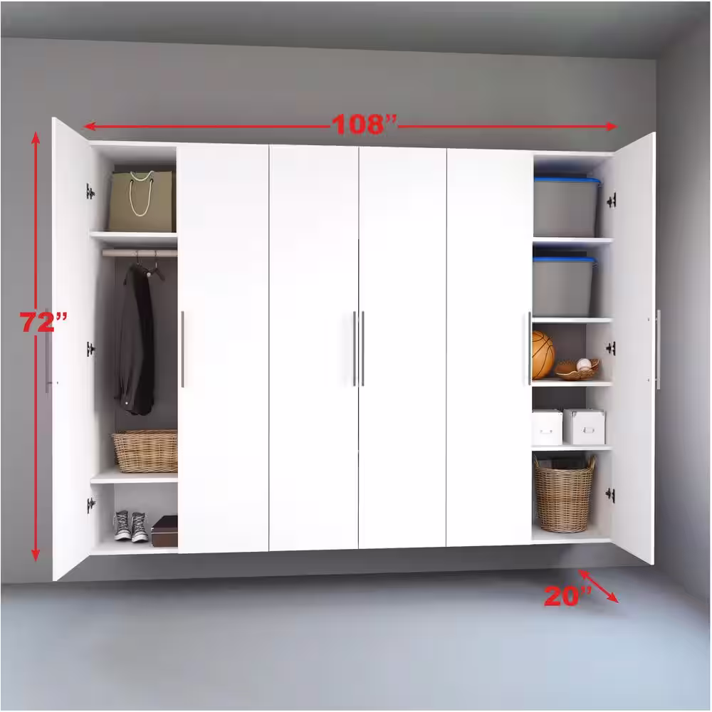 Prepac 3-Piece Composite Garage Storage System in White (108 in. W x 72 in. H x 20 in. D)