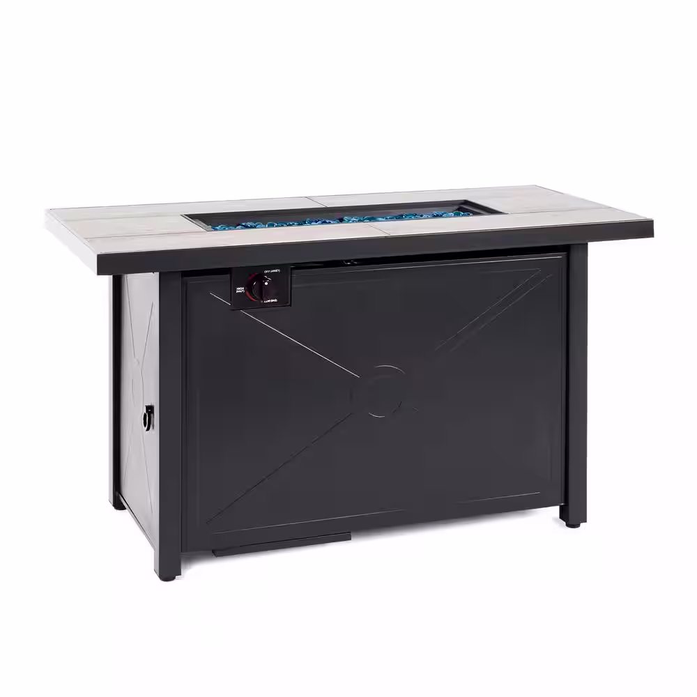 Nuu Garden 50,000 BTU 42 in. Square 24.8 in H Ceramic Propane Gas Fire Pit Table with Cover