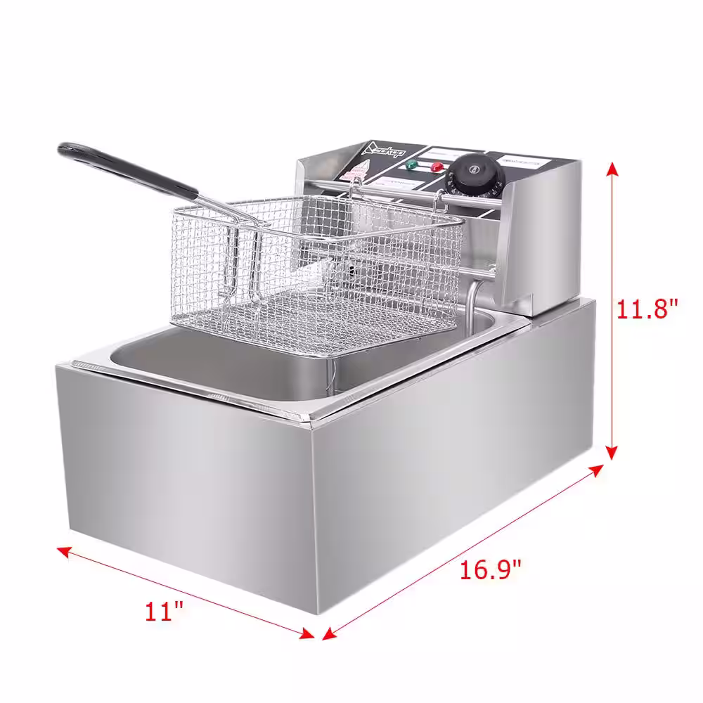 None 6.3 qt. Stainless Steel Electric Deep Fryer