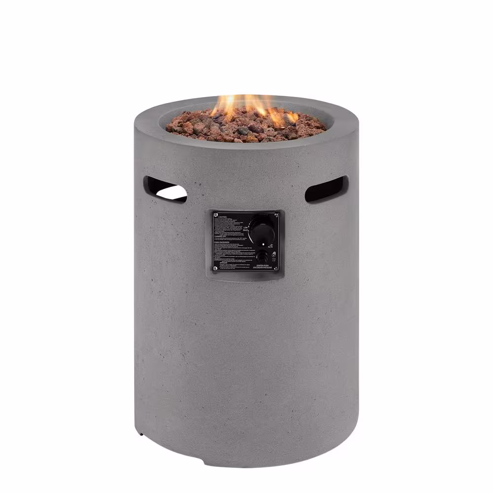Hampton Bay Pendra 19.5 in. x 26 in. Round Concrete Gas Fire Column