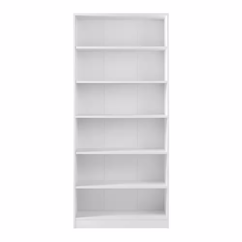 StyleWell Braxten 71 in. White 6-Shelf Basic Bookcase with Adjustable Shelves